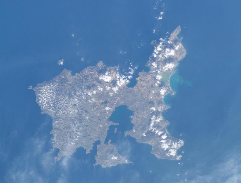 Greek Island Moni from space Greek Island Moni from space